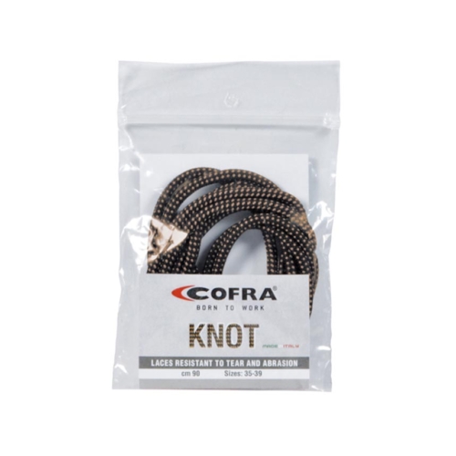 Cofra Knot Fekete/Világosbarna Cipőfűző 110 cm