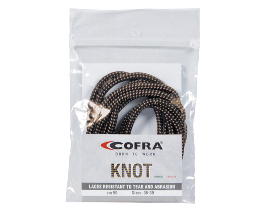 Cofra Knot Fekete/Világosbarna Cipőfűző 110 cm